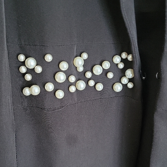 For Cynthia Black Blazer with Pearl Details - Picture 3 of 5